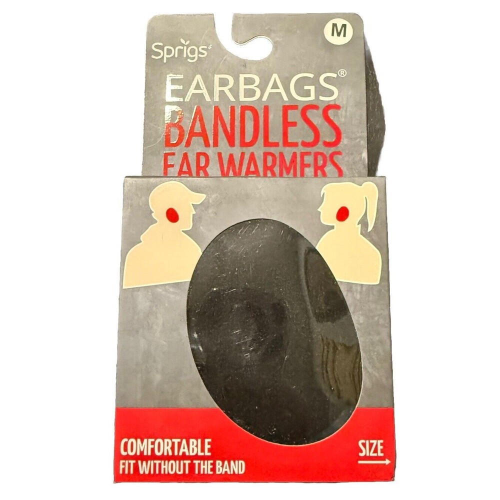 EARBAGS Bandless Ear Warmers Black Adult Medium Lightweight Warm Thinsulate NIB